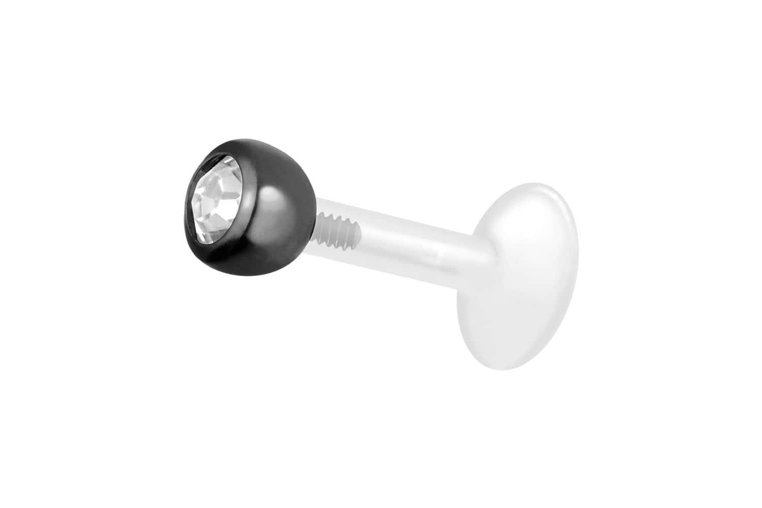 PTFE Labret Piercing mit Innengewinde + Titan-Aufsatz KRISTALL